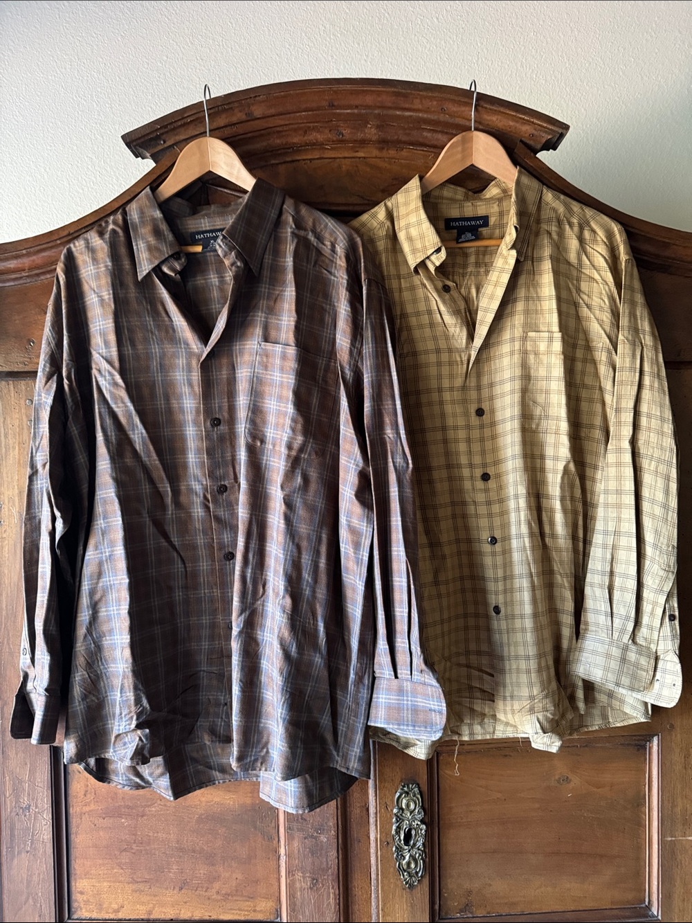 Men’s Brown Plaid Button-Up Shirt Bundle